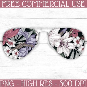 Floral Sunglasses Print File - Sunglasses PNG - Sunglasses Clipart - Sunglasses Sublimation - Flowers Sunglasses PNG