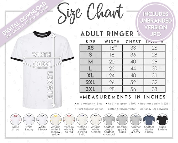 Semi-editable Tultex 246 Size Chart + Color Chart • Tultex Fine