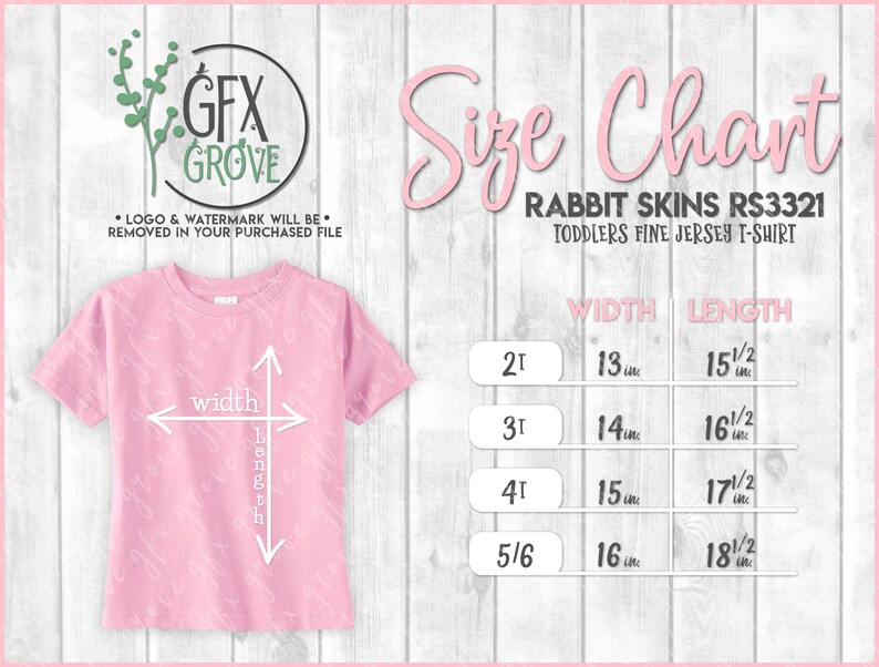 Rabbit Skins 3321 Toddlers Fine Jersey Tshirt Size Chart Etsy UK