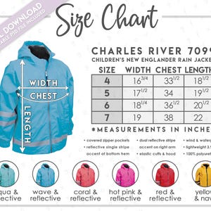Size Chart for Charles River Rain Jacket - Etsy