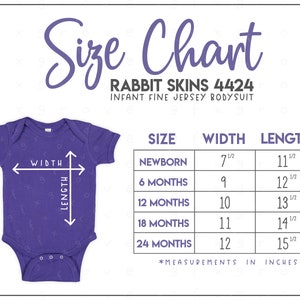 Rabbit Skins 4424 Infant Fine Jersey Bodysuit Size Chart • Rabbit Skins Bodysuit Size Chart • Rabbit Skins Size Chart • RS4424 Size Chart