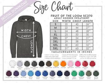 Fruit Of The Loom SF72R Size Chart • Sofspun Crewneck Sweatshirt Size ...