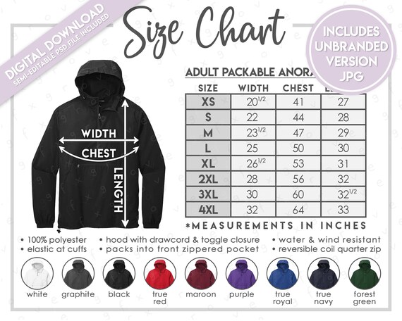 Semi-editable Sport-tek JST66 Size Chart + Color Chart • Sport-tek
