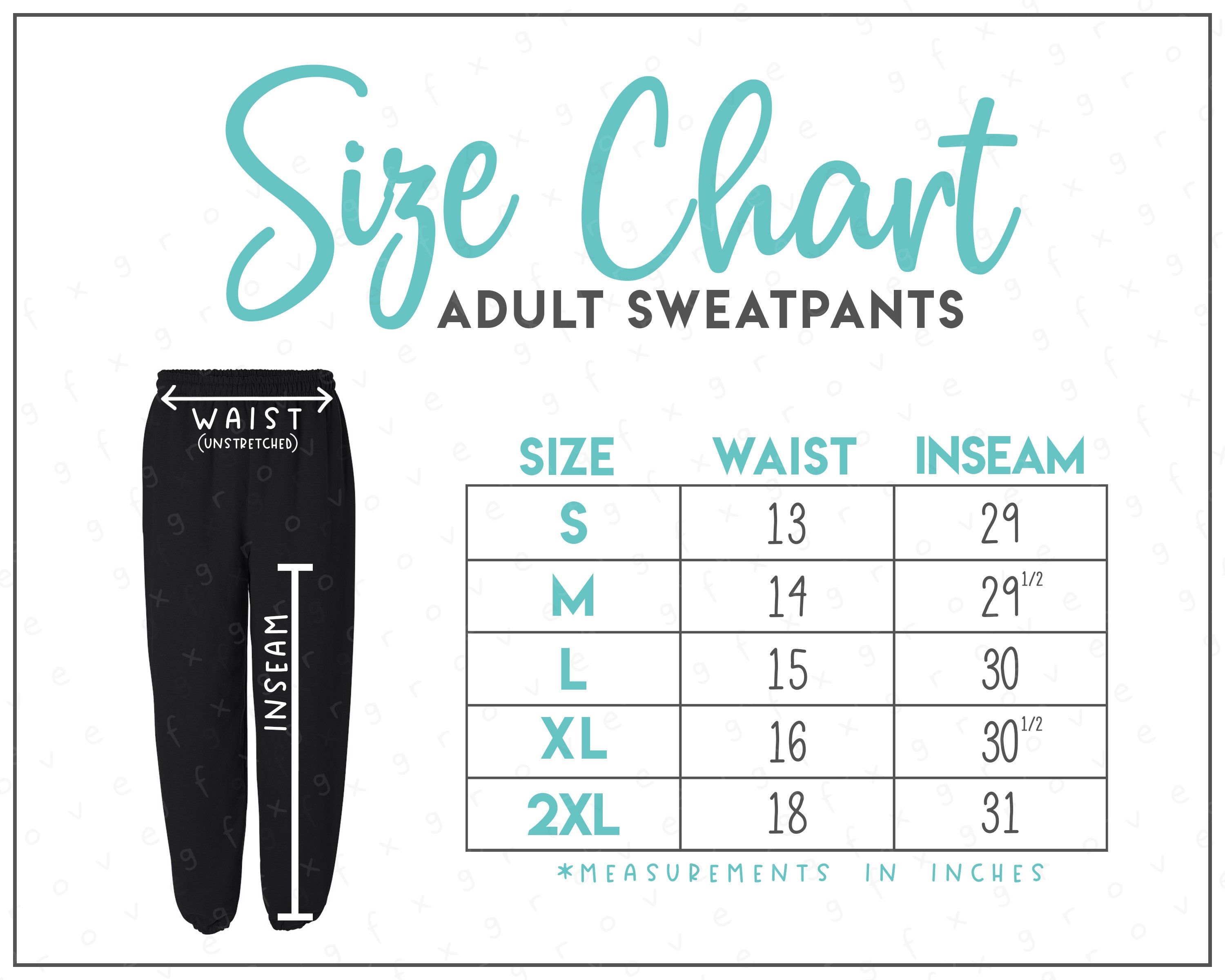 G182 Size Chart 2 Versions Included Adult Sweatpants Size Chart