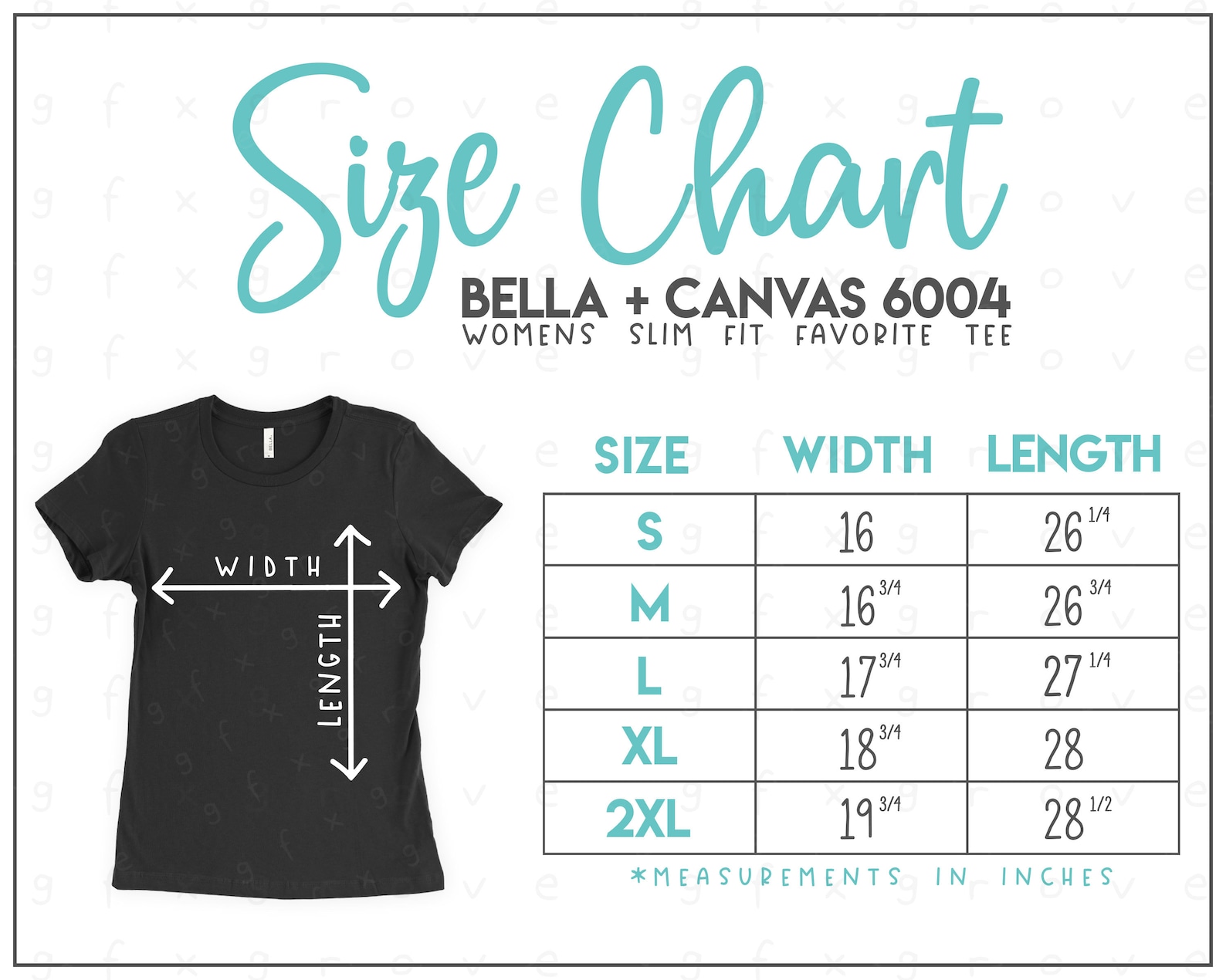 bella & canvas size chart