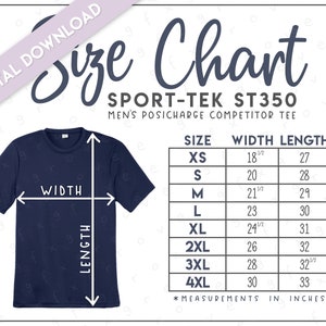 Sport-Tek ST350 Size Chart • Sport-Tek Men&#39;s Posicharge Competitor Tee • Sport Tek Men&#39;s T-Shirt • Sport Tek ST350