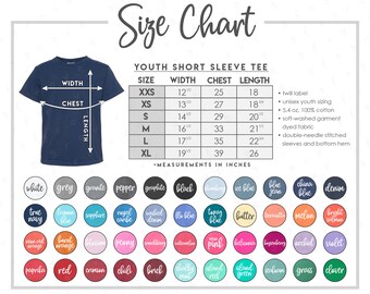 9018 Size Color Chart 44 COLORS Youth 