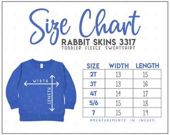 Rabbit Skins 3317 Toddler Fleece Sweatshirt Size Chart