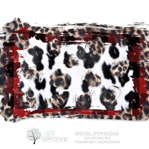 Buffalo Plaid, Leopard, and Cow Pattern Sublimation Background • Distressed Christmas Backsplash PNG • Grunge Patch • Background PNG
