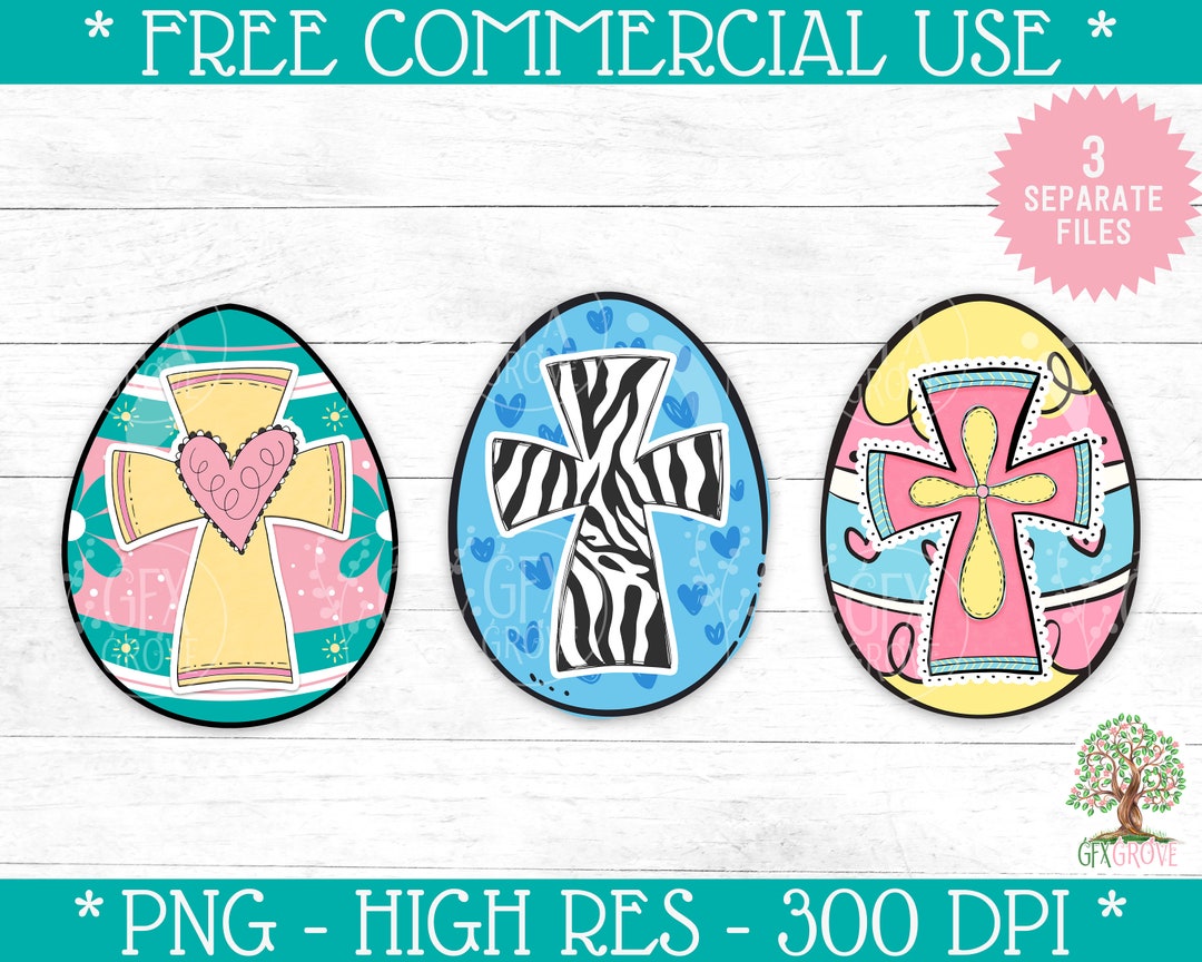 Christian Cross Easter Egg Bundle - Easter Egg Clipart - Christian ...