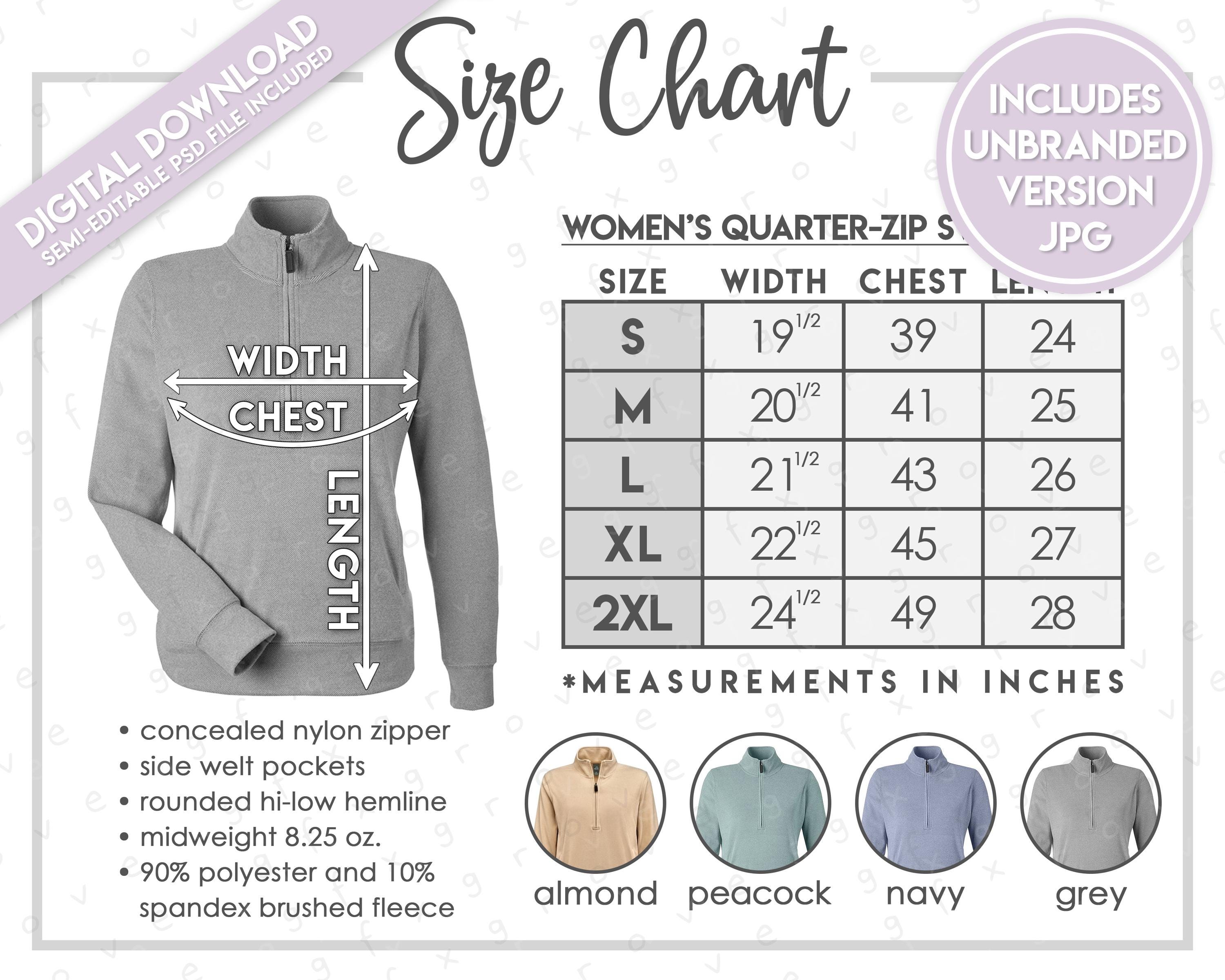 Semi-editable J. America 8762 Size Chart + Color Chart • Women's