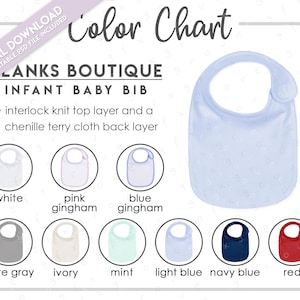 Semi-Editable Blanks Boutique Baby Bib Color Chart • Blanks Boutique Unisex Infant Baby Bib Color Chart • PSD