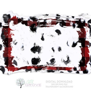 Buffalo Plaid and Cow Pattern Sublimation Background • Distressed Christmas Backsplash PNG • Grunge Patch • Background PNG
