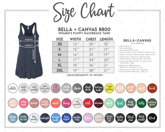 bella & canvas size chart
