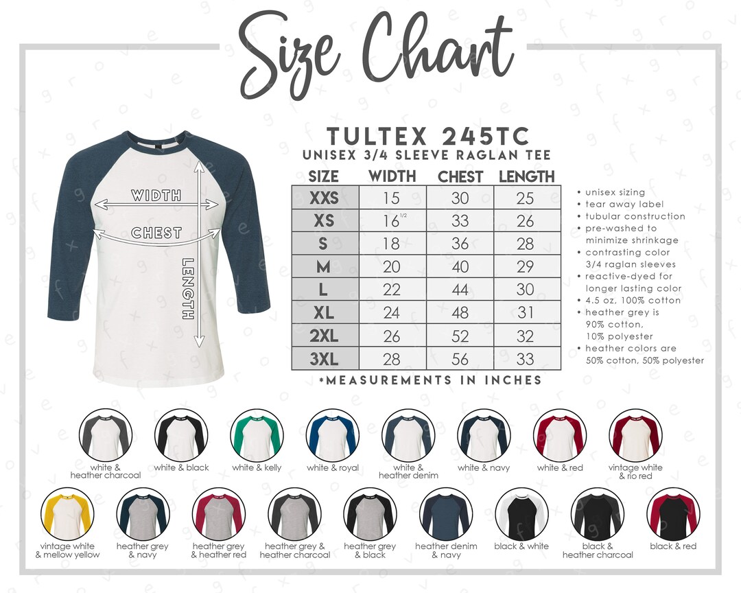 雪の豪奢 COLORS 17 • Chart Color + Size 245TC Tultex • Unisex Tultex その他