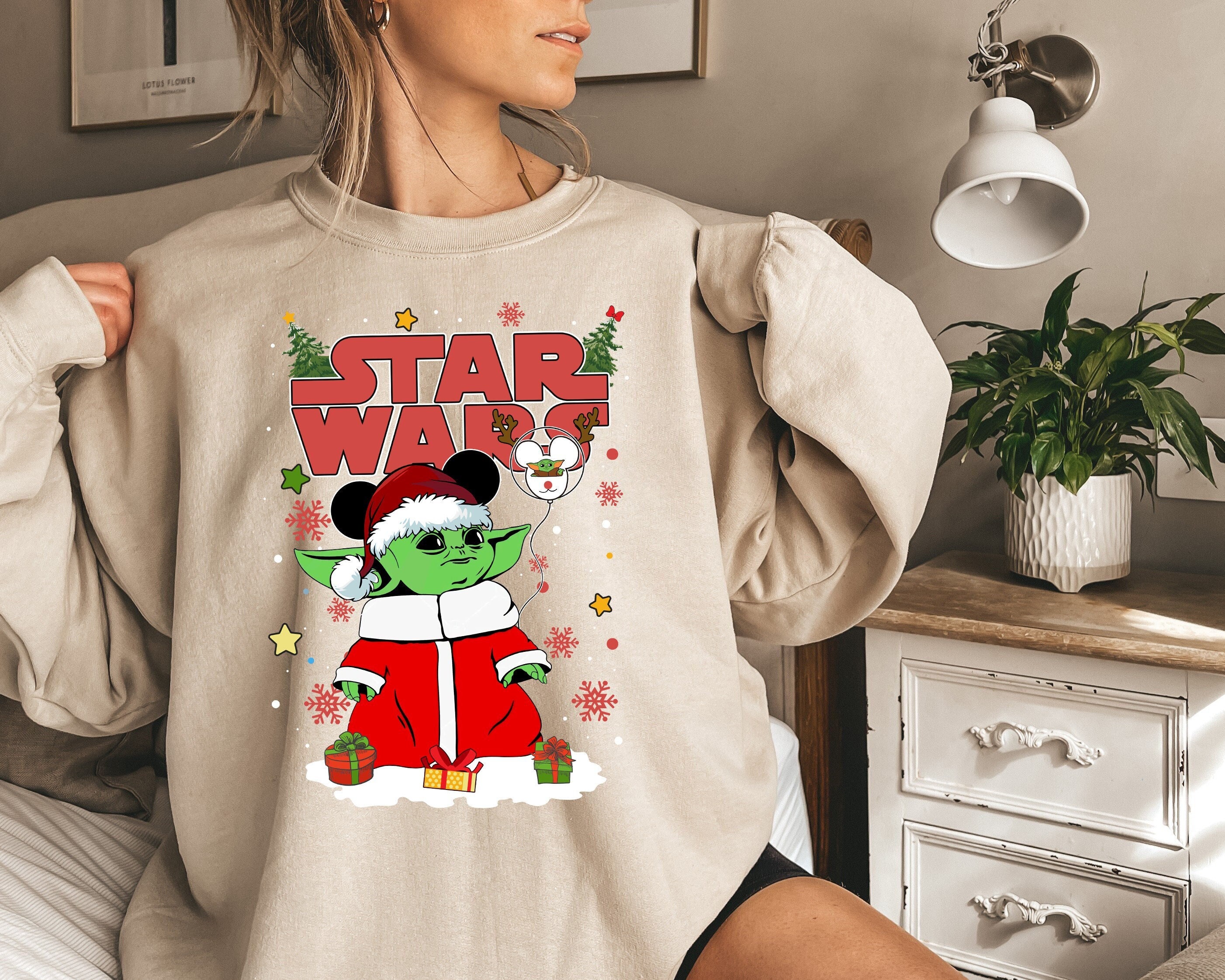 Baby Yoda Christmas Sweatshirt, Star Wars Characters Sweatshirt