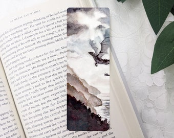 Dragon Bookmark | Fantasy Bookmark | Bookmark with Tassel | Watercolor Bookmark | Bookmarks | Laminated Bookmark | Mountain Bookmark