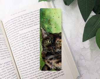 Watercolor Bookmark of Cat | Cat Bookmark | Animal Bookmark | Paper Bookmark | Laminated Bookmark | Bookmark with Tassel