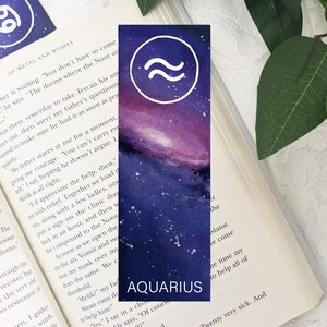 Zodiac Bookmark | Galaxy Bookmark | Zodiac Sign | Watercolor Bookmark | Astrology Gifts | Bookmark with Tassel | Laminated Bookmark