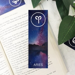 Zodiac Bookmark | Constellation Gift | Watercolor Bookmark | Astrology Gifts | Zodiac Sign | Laminated Bookmark | Bookmark with Tassel