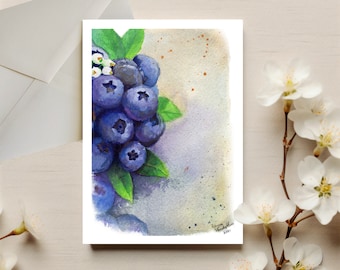 Blueberry Greeting Card | Blank Greeting Cards | Still Life | Watercolor Cards | Fruit Greeting Cards | Greeting Cards Handmade