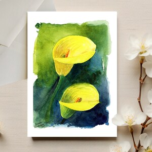 Carte de voeux Calla Lily | Aquarelle | de voeux d'art | Carte de voeux botanique | Impression d'art