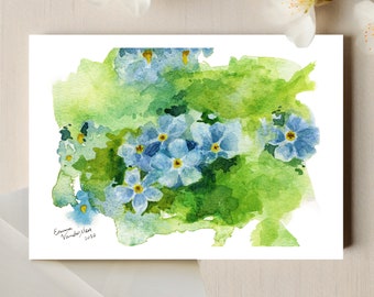 Forget Me Not Card | Blank Watercolor Greeting Cards of Flowers