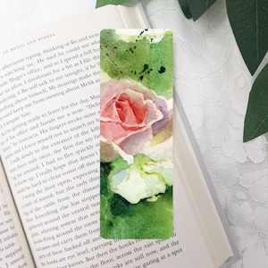 Blumen Lesezeichen | Aquarell Lesezeichen Rose | Blumen Lesezeichen | Papier Lesezeichen | Lesezeichen mit Quaste | Laminiertes Lesezeichen