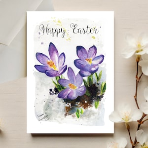 Cartes de Pâques | de Pâques en crocus printanier de Zazzle.be Liste d'envies Vous avez des idées ? Carte de Pâques aquarelle faite main | de voeux de Pâques | Joyeuses Pâques | Violet