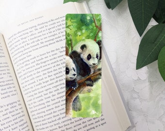 Watercolor Bookmark of Panda | Animal Bookmark | Paper Bookmark | Laminated Bookmark | Panda | Bookmark with Tassel | Laminated Bookmark
