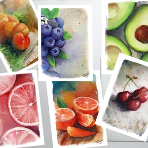 de voeux nature morte de fruits | Lot de 6