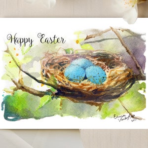 Easter Cards | Easter Cards Handmade | Watercolor Card for Easter | Easter Egg Card | Robin Nest Easter Card