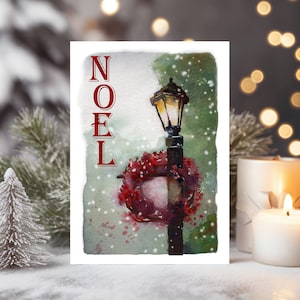 Cartes de Noël peintes à la main | Aquarelle, cartes de Noël disant Noël avec intérieur vierge