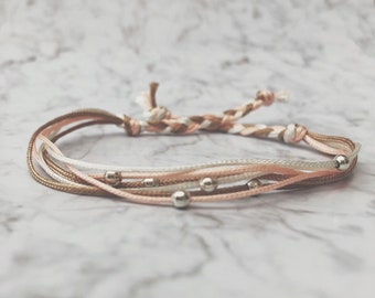 Treasure bracelet in pastel tricolour  ~ handmade friendship bracelet ~ woven bracelet.