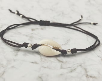 Cowrie shell bracelet ~ handmade friendship bracelet ~ adjustable charm bracelet.