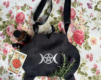 Liten svart Cauldron-väska / Axelväska / Justerbar rem