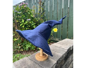 Handmade Navy Wizard Hat / Cosplay Custom Handmade Sorcerer Hat