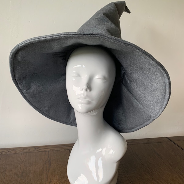 Chapeau de sorcier, chapeau de sorcière, chapeau personnalisé, chapeau cosplay, triage, chapeau Gandalf, chapeau de sorcier, chapeau de sorcier gris, chapeau de sorcière gris