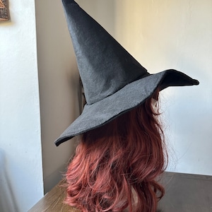 Black Wizard Hat , Witch Hat, Custom Hat, Cosplay Hat, Sorting Hat, Gandalf Hat, Smaller Cone Hat, Black Wizard Hat, Customizable Brim