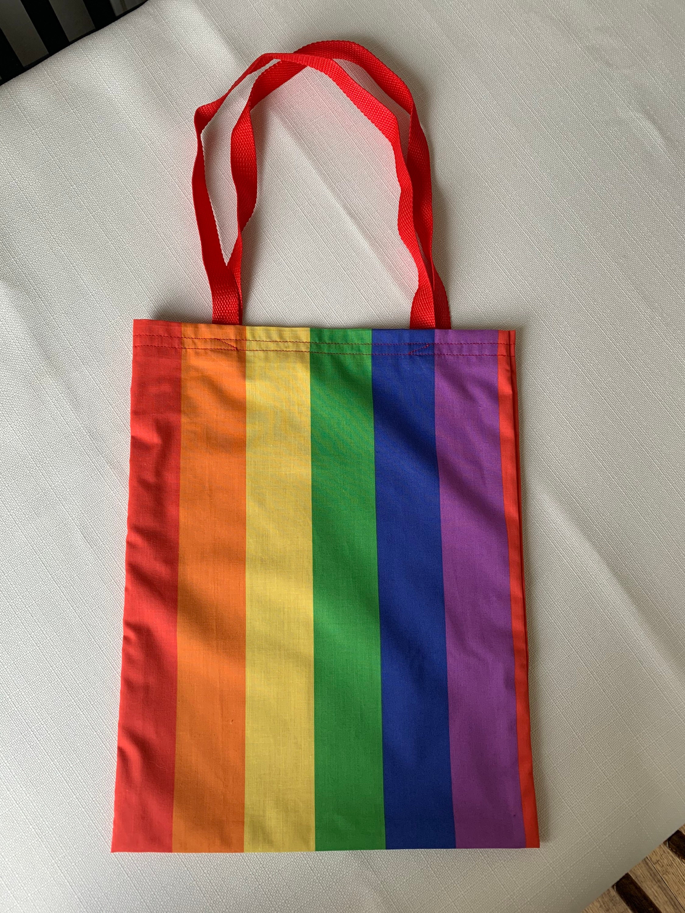 Rainbow Book Bag Colourful Market Bag Rainbow Tote Bag - Etsy