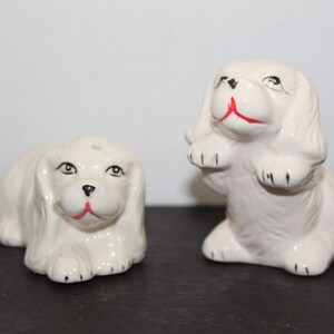 Vintage white dog salt and pepper shakers