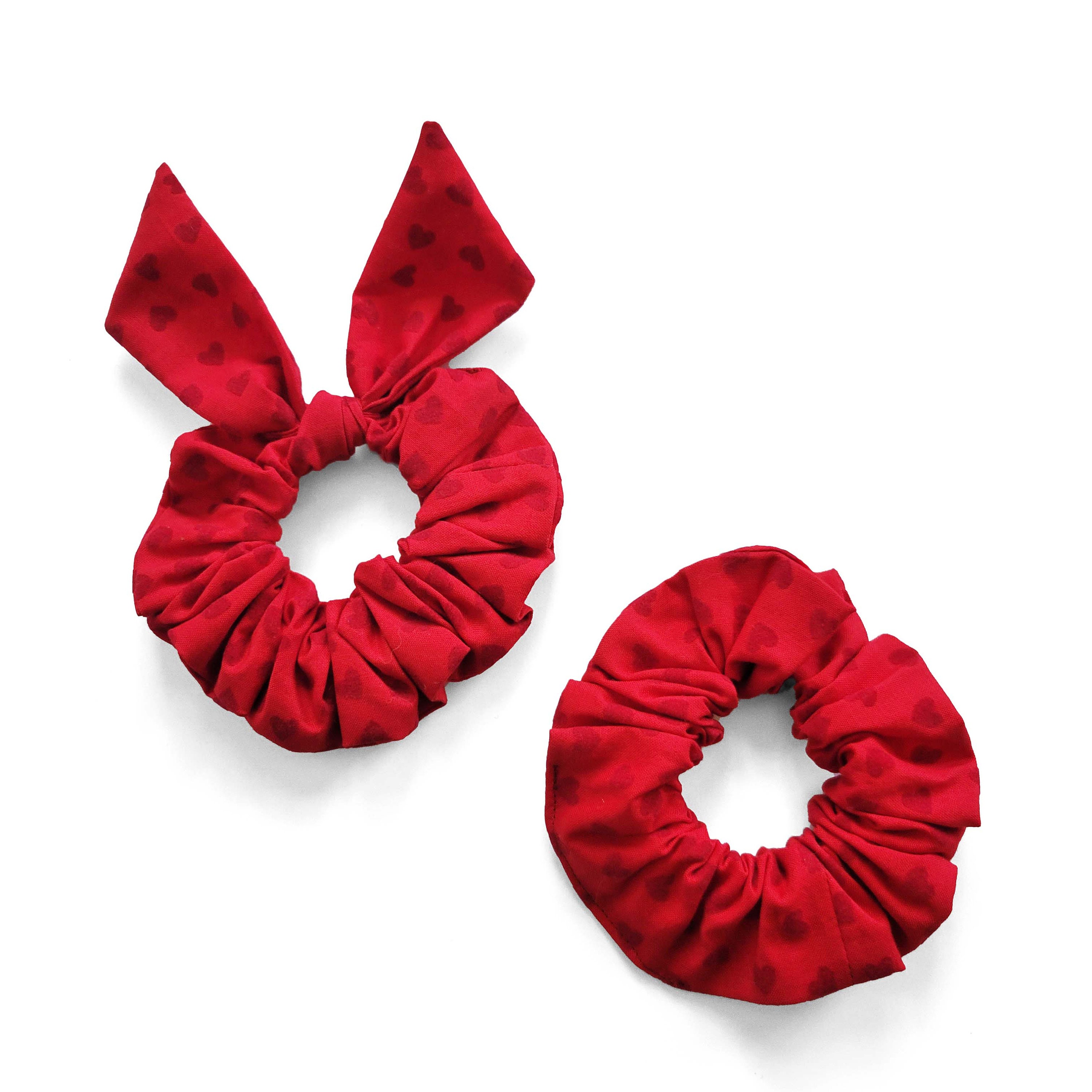 Red Hearts Valentines Day Scrunchies - Scrunchies - Scrunchy - Hair Ties -  Hair Accessories - Handmade in Texas
