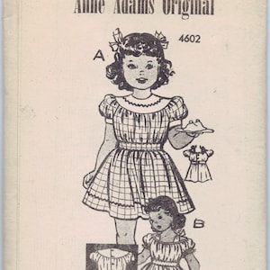 Anne Adams 4602 - Klänning för liten flicka - Klänning med ok eller festklänning och böjda axelband - Flickstorlek 10, OTRYCKT, Fabriksvikt 1947