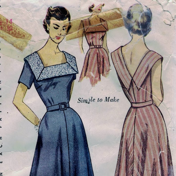 Simplicity 3552 Printed Pattern - Misses One Piece Sun Dress - Size 14, Bust 32, Waist 26, Hip 35.  Cut and Complete*  1951