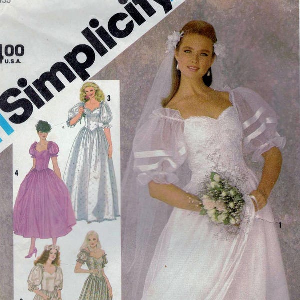 Simplicity 6241- Wedding, Prom, Special Occasion Dresses, Even a Summer Dress - Size Miss 12, Bust 34, Cut and Complete  1983