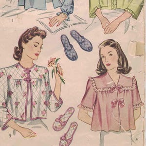 Simplicity 4756 - Slippers and a Bed Jacket - Miss 38, Partially Cut and Complete.  1943