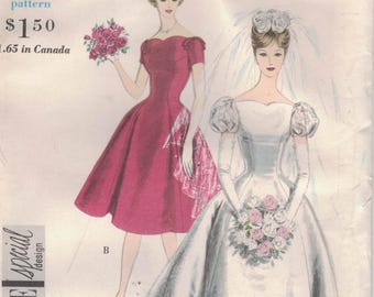 Vogue 4068 - Vogue Special Design Wedding Gown or Bridesmaid's Dress, Miss 14, Bust 34, Factory Folded.  1959