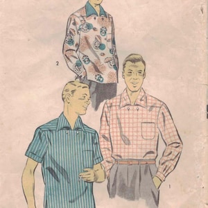 Advance 7105 - Herrsporttröja, öppning framtill - Medium, bröstvidd 38-40 - Otryckt och komplett. 1955