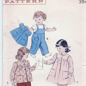 May include: A vintage sewing pattern for children's clothing. The pattern is for a dress, overalls, and a blouse. The pattern is from Butterick and is number 6282. The pattern is for size 4 and has a 23 inch bust. The pattern is 35 cents.