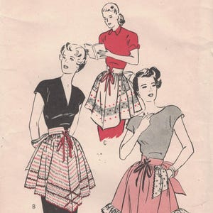 May include: Vintage Butterick sewing pattern featuring illustrations of aprons. The cover includes the number 4556, the word "BUTTERICK", and the text "Quick and Easy". The aprons are in various styles, with red, white, and black accents.